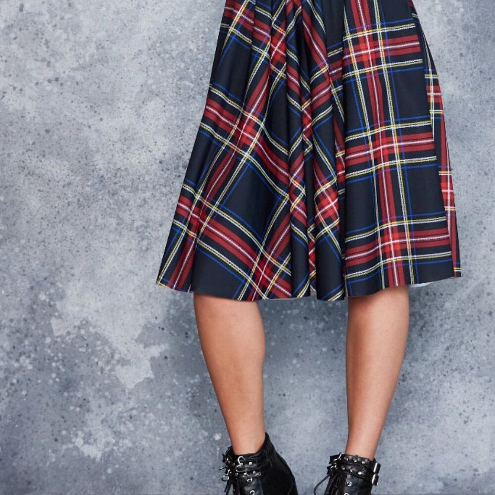 Tartan Old School Pocket Midi Skirt  Black Milk